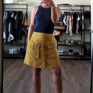 Chic Yellow A-Line Skirt with Pockets